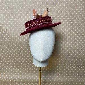 Handmade Felt Boater Hat With Bird